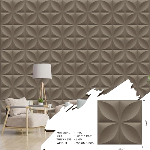 Image of Kayra Decor Wall Panels for Bedroom Butterfly Design Mega Graige Color 19.7 inch x 19.7 inch (Pack of 12) - Covers 32.34 Sq. Ft.