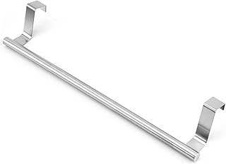 Stainless Steel Kitchen Towel Holder, Cupboard Door Towel Rack Bar Holders for Kitchen Cabinet Towel Rag Rack Over Door Towel Bar Hanger, Silver (14 inch)