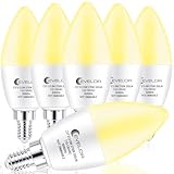 evelor E12 LED Candelabra Light Bulb,40 Watt Equivalent Soft White 2700K,Efficient 6W Candle Chandelier Bulbs,550 Lumens Non-Dimmable Small Light Bulbs,20000 Hours, 6-Packs