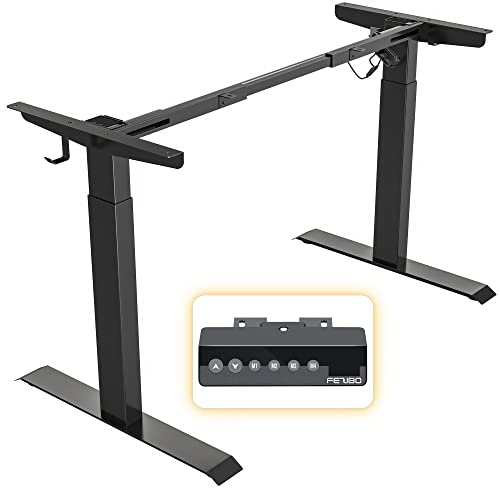 FEZIBO Height Adjustable Standing Desk Frame, Electric Standing Desk Legs for 43.4 inches to 62.9 Inches Desk Tops, Sturdy Stand up Desk Base for Workstationï¼ŒBlack (Frame Only)