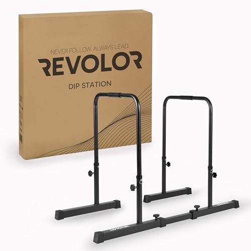 REVOLOR Dip Station Bar Barren – Höhenverstellbar, Breitenverstellbar, bis 200 kg belastbar – mit Verbindungsstück, rutschfest – für Calisthenics, Dips & Krafttraining REVOLOR Dip Station Bar Barren – Höhenverstellbar, Breitenverstellbar, bis 200 kg belastbar – mit Verbindungsstück, rutschfest – für Calisthenics, Dips & Krafttraining