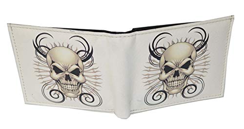 Leatherboss Printed Skull Theme Bifold Credit Card Cash Holder Wallet with Gift box for men2