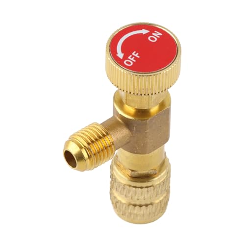 Válvula de carga de refrigerante, 2 piezas, válvula de seguridad líquida para R410A y R22, adaptador de seguridad de 1/4 pulgada para refrigerantes miniatura 4