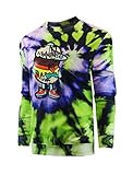SCREENSHOT-F11080 Mens Urban Hip Hop Tie Dye Fleece Pullover Top - Hamburger Cartoon Animation Crew Neck Streetwear Sweatshirt-Neon-Medium