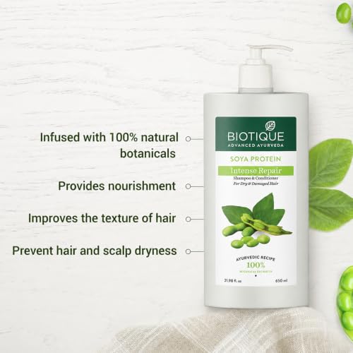 Image of Biotique Soya Protein Fresh Nourishing Shampoo | Repairs Dry and Damaged Hair |Maintains pH Balance |Promotes Healthy Shiny Hair| Prevents Color Fading | All Skin Types | 650ml