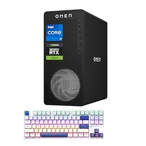 HP OMEN 16L i7 RTX 4060 Gaming Desktop, Intel i7-14700F(Beats i9-12900F), NVIDIA RTX 4060, 32GB DDR5 RAM, 1TB SSD, DP, RJ-45, Wi-Fi 6, Bundle with Machenike K500B-B87 Gaming Keyboard