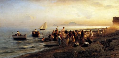 Toile Figures sur un rivage Albert Flamm, tableau poétique pour salon apaisant