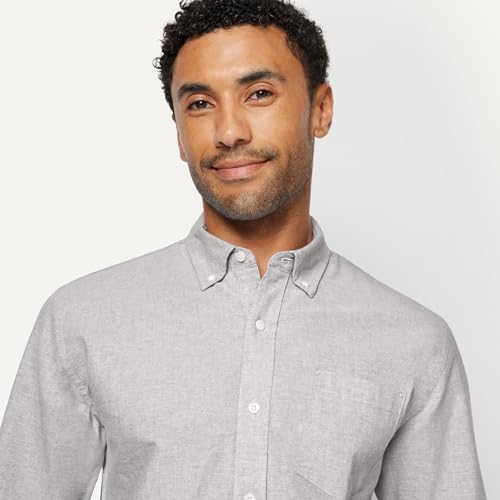 Image of Amazon Essentials Men's Long Sleeve Oxford Dress Shirt, Regular-Fit, Button-Down Collar, Chest Patch Pocket, 100% Cotton