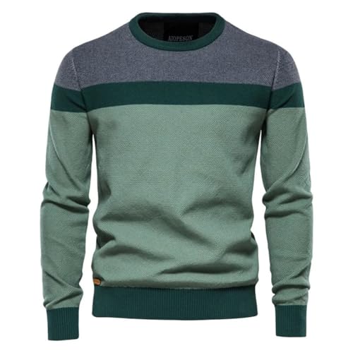 Men Striped Colorblock Casual Pullover Slim Crew Neck Long Sleeve Knit Sweater3