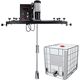 980W IBC Ton Barrel Electric Mixer 1000L Agitator Horizontal Plate Paint Coating Che-mical Disperser, Adjustable Size, for Paint Coating Materials Viscous Liquid Ink Dissolver