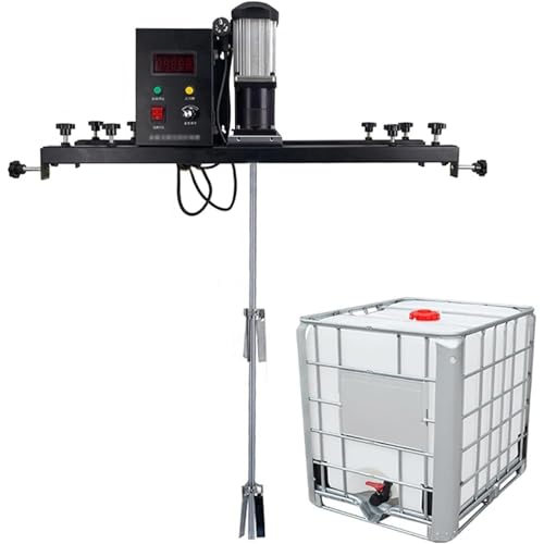 980W IBC Ton Barrel Electric Mixer 1000L Agitator Horizontal Plate Paint Coating Che-mical Disperser, Adjustable Size, for Paint Coating Materials Viscous Liquid Ink Dissolver
