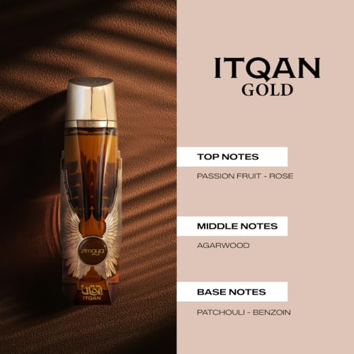 Image of zimaya Itqan Gold for Unisex Eau De Parfum, 100ml(3.4 oz)