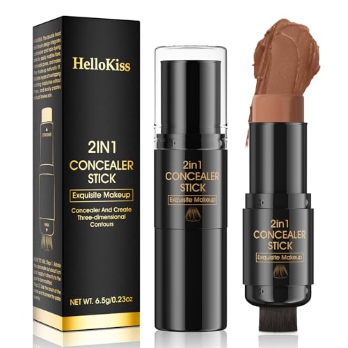LAXISCREED Contorno Maquillaje Stick 2 en 1 con Brocha, Barra Iluminadora y Contorno, Resistente al Agua y de Larga Duración, para un Contouring Natural, Ideal para Todo Tipo de Piel
