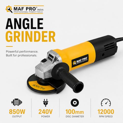 Image of MAF PRO Angle Grinder 850W 100mm Electric Angle Grinding Machine with High Speed Motor | Portable Metal Cutter & Grinding Tool for Cutting, Polishing & DIY Applications