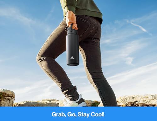 Image of POWCAN 40 oz Insulated Water Bottle with 2-in-1 Straw and Spout Lid, Keep Cold 24H, Leak-Proof, BPA-Free, Double Wall Stainless Steel Water Bottle for Sports, Gym, Travel, and School (Sea Breeze)