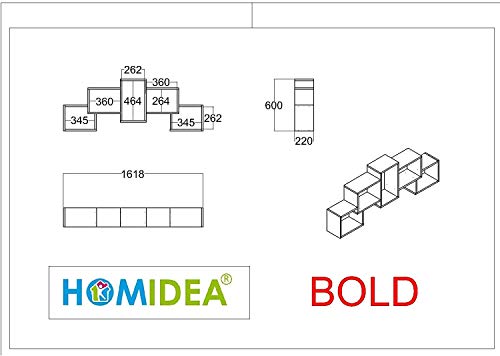 HOMIDEA Étagère manga Murale - Étagères pour salon de style moderne (Blanc/Noir) – Image 6