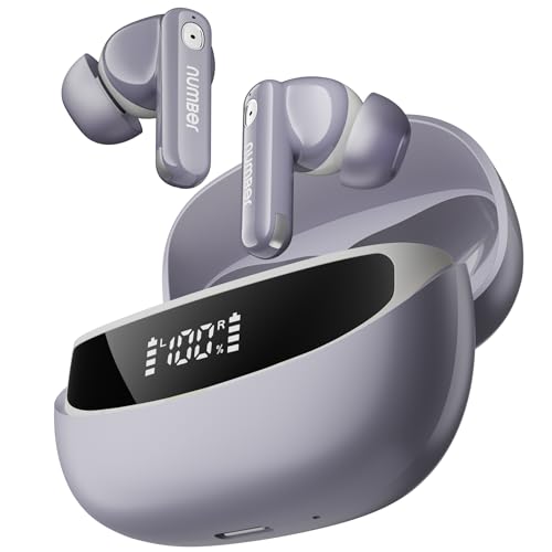 Image of Number Navo Buds Z1 TWS Earbuds | 72H Playtime | Digital Display Case | Quad-Mic ENC | Dual Pairing | Hi-Bass 13mm Drivers | Quick Charge | 35ms Low Latency | IPX5 | Touch Controls | (Dusk Violet)