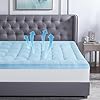 BEDELITE Cooling Mattress Topper Queen Size for Hot Sleepers, Soft Pillow Top Mattress Pad for Back Pain Relief, Fits 8"-21" Deep Pocket