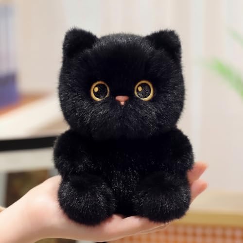 Image of Ditucu Palm-Sized Black Cat Stuffed Animals Cute Soft Plush Dolls Small Plushies Toys Gifts for Kids 6 inch