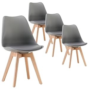 Deuline Esszimmerstühle Esszimmerstuhl 28mm stärke Massivholzbeine Polsterstuhl Stühle Oslo 4er-Set GRAU 521246