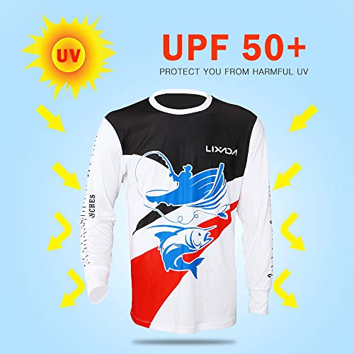 Andoer Camisa de pesca de manga comprida UPF 50+ Proteção solar Roupa de pesca de secagem rápida res