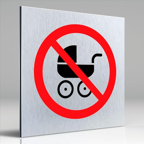 Türschilder24 Aluminium Dibond Schild - Türschild • 120 x 120 x 3 mm • Kinderwagen verboten • 100% Made in Germany