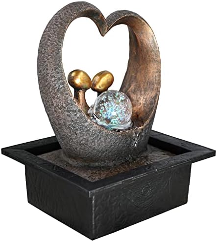 GEEZY Indoor Tabletop Fountain Water Feature LED Lights Polyresin Statues Home Decoration (Lotus Fountain)