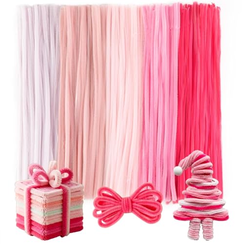Image of Caydo 200 Pieces Assorted Pink Pipe Cleaners for Crafts
