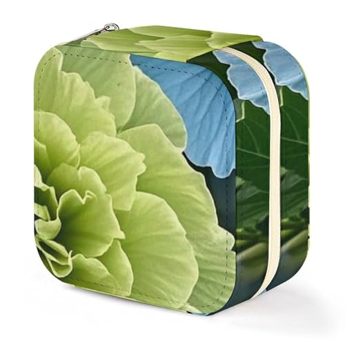 Boîte de rangement pour bagues et boucles d'oreilles à motif hibiscus vert et bleu - 8