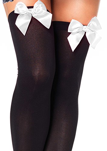 Image of Leg Avenue Women's Satin Bow Accent Thigh Highs
