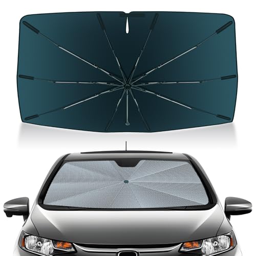 Image of Autorder Windshield Sun Shade Umbrella for 2015-2020 Honda Fit Accessories,Upgraded Ice Crystal Material,Easy Setup Umbrella Sunshade for Car Windshield,100% Sun Blocking