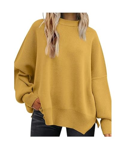 Image of SEMATOMALA Women's Oversized Plain Batwing Sweaters Fall Winter Crewneck Trendy Pullover Knit Jumper Tops