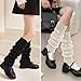 Mzario 4 Pairs Leg Warmers Y2k, Fashion Cute Cable Knit Leg Warmers for Women 80s Sports Party Yoga Accessories (Black, White, Coffee, Light Gray)