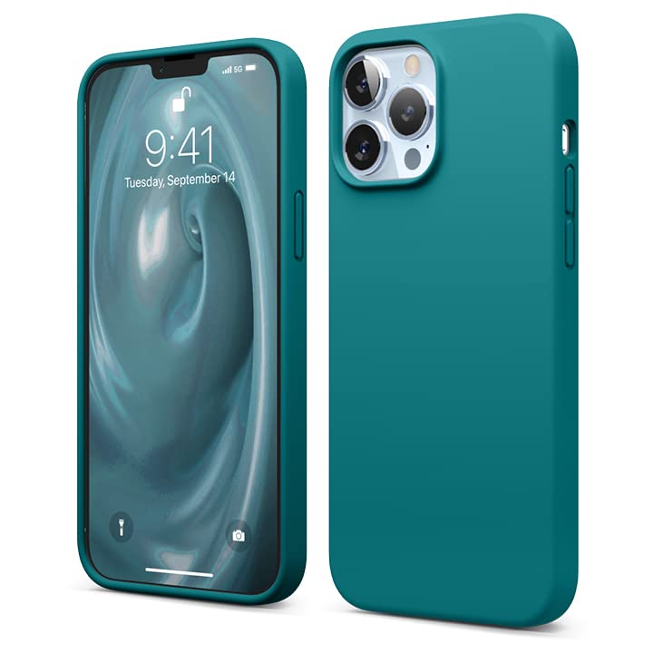 elago Liquid Silicone Case Compatible with iPhone 13 Pro Max Case (6.7"), Premium Silicone, Full Body Protection - 3 Layer Shockproof Phone Cover, Anti-Scratch Soft Microfiber Lining (Dark Turquoise)
