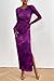 PRETTYGARDEN Women's Bodycon Maxi Dress Fall Spring Fashion Long Sleeve Floral Print Tight Fitted Party Club Ruched Dresses (Print Purple,Large)