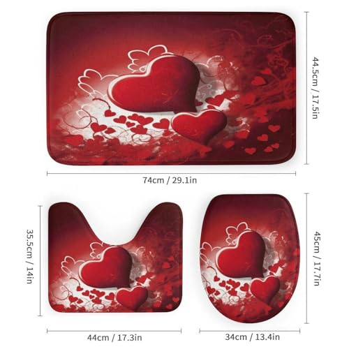Ensemble de salle de bain imprimé Saint Valentin de qualité supérieure