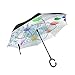 Coupe-Vent Éléments Floraux Tableau périodique Chimie Atomique avec poignée en Forme de C Inverser Parapluie Parapluie Extérieur pour Voiture Parasol