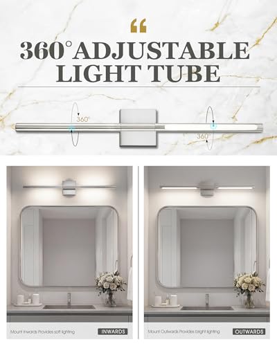 Image of 30 Inch Brushed Nickel LED Bathroom Vanity Light, 3CCT Dimmable