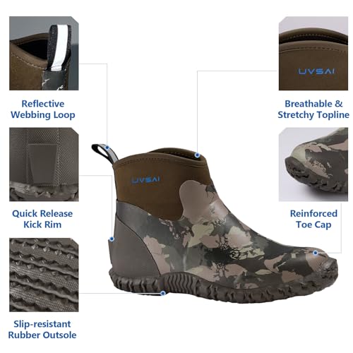 Image of Men's Waterproof 5.3-inch Ankle High Garden Shoes Rain Boots Slip-On Footwear for Gardening Farming Lawn Care Yard Work