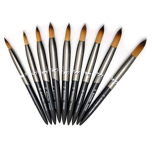 Kolinsky Acrylic Nail Brush Oval Crimped Sable Acrylic Brush Metal Handle Nail Art Brush for Acrylic Application Manicure Tool (#22)