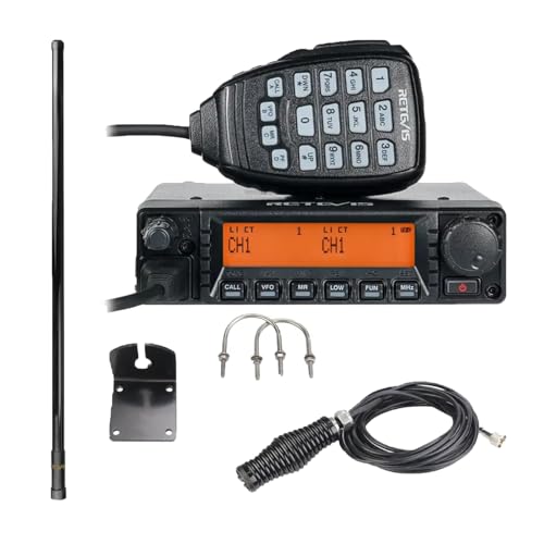 Image of Retevis GMRS Radio Communication Solutions, RA87 Mobile Two Way Radio, Long Range Transceiver for Off-Road(1 Pack) with MR300 GMRS Mobile Radio Antenna(1 Pack)
