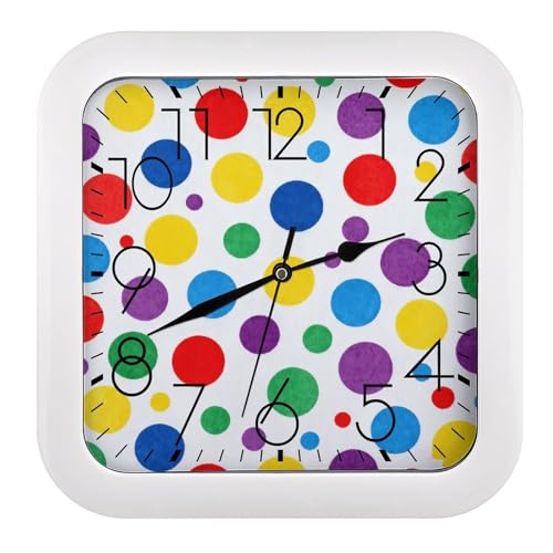 Horloge murale à pois colorés carrée et rétro pour décorer la maison - 2