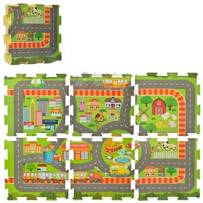 Puzzle Foam Mat 4 Piece Set play mat for kids activity set of 4 piece 60x60x1,2cm city patterned