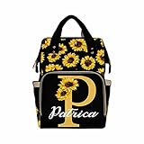 Custom Sunflower Diaper Bag Backpack, Personalized Embroidered Name Monogram Bags Baby Girl Boy...