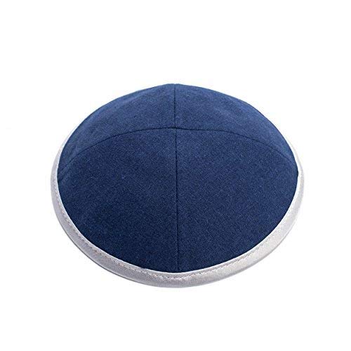 16 cm Jewish Leather Navy Blue Kipa Kippah Yarmulke Synagogue Jerusalem Design