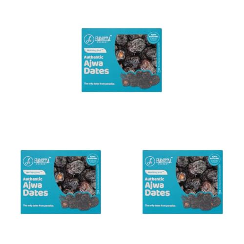 Image of Flyberry Gourmet Ajwa Dates (Khajoor /Khajur) 400g | 100% Natural | Rich in Calcium, Iron and Potassium | Instant Energy (Pack of 3)