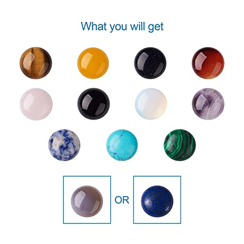 Fashewelry 24Pcs 20Mm Healing Crystal Gemstone Cabochons Assorted Round Flatback Natural & Synthetic Energy Stone Cab Covers No Hole For Jewelry Craft Bracelet Necklace Making #TOP1