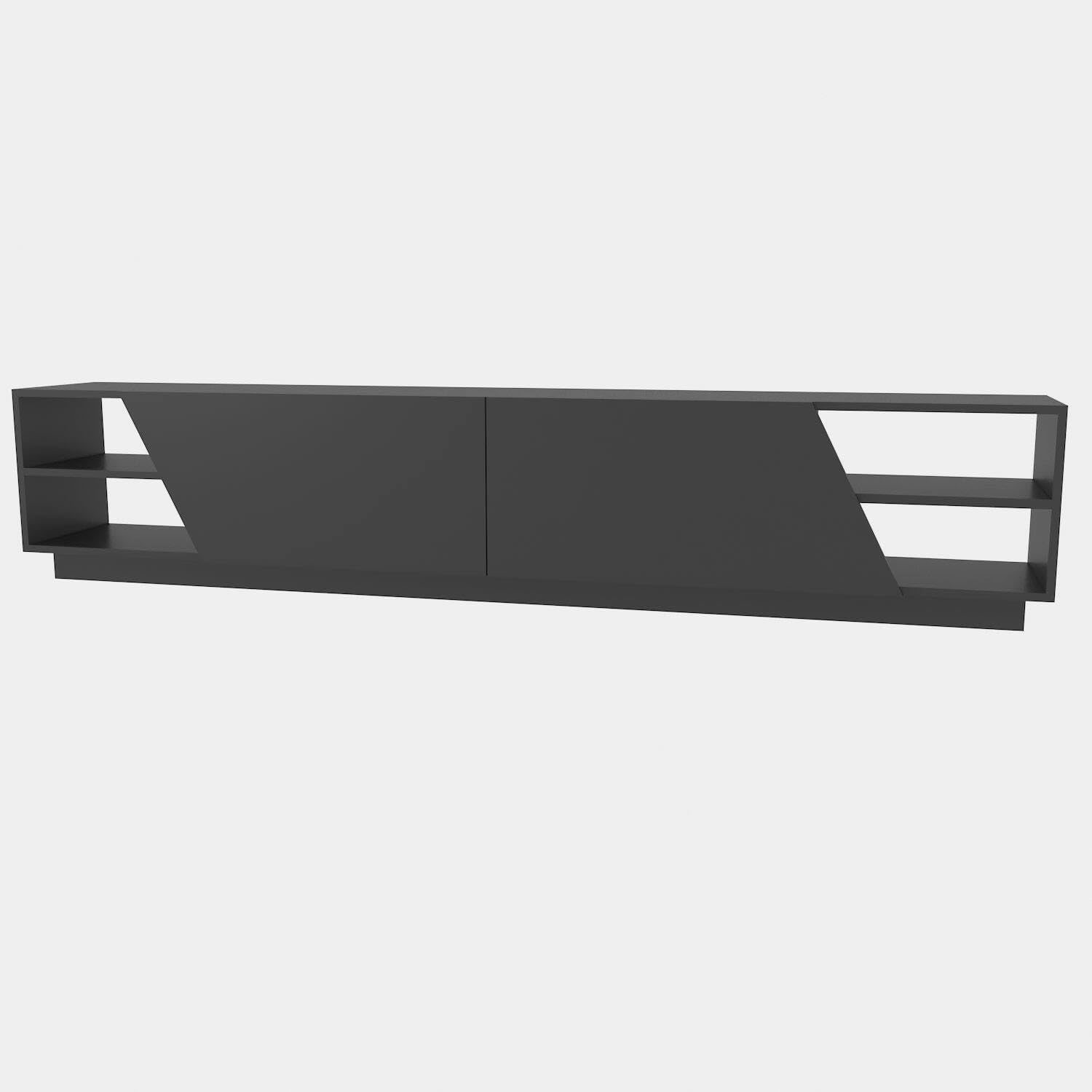 Dmora - Mobile porta TV Nyx, Credenza da soggiorno, Armadio basso per TV, Base parete attrezzata, 240x37h47 cm, Antracite