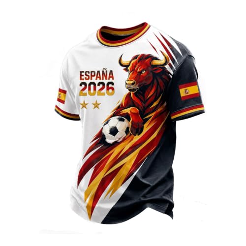 Camisetas Manga Corta Hombre España Mundial 2026, Camiseta Futbol Retro Hombre y Mujer, Diseño Fan España