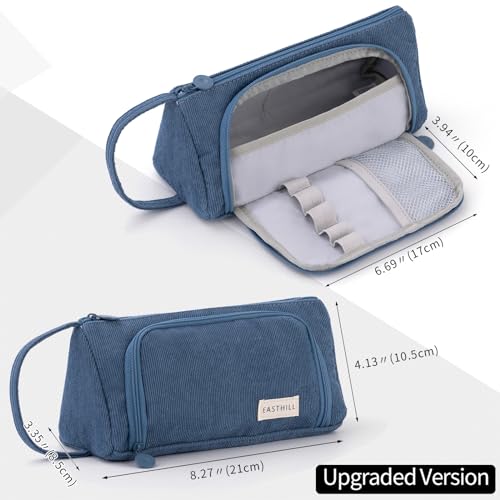 EASTHILL Canvas Big Capacity Pencil Case - Blue